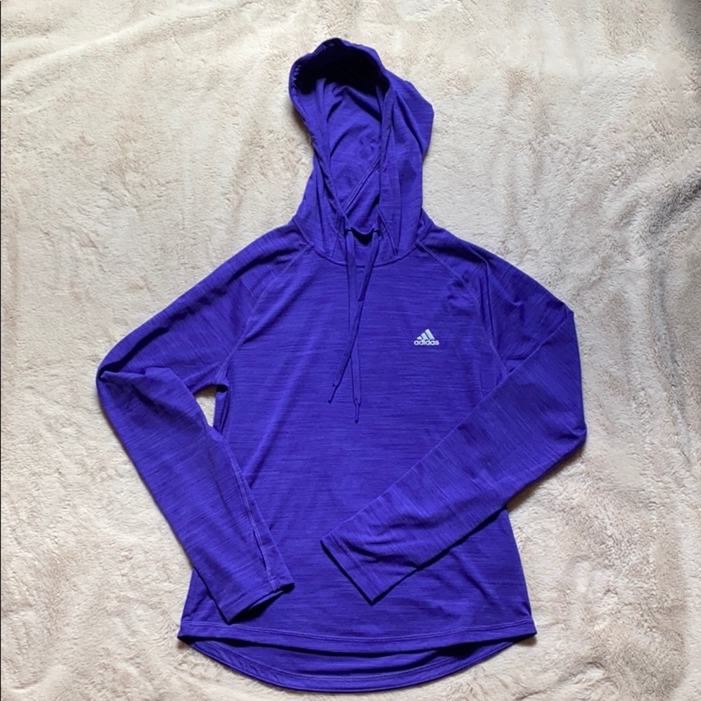 Adidas hooded pullover with thumb holes.